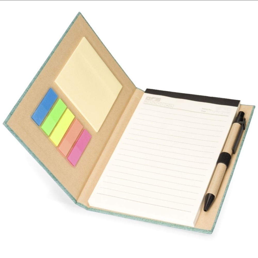 Bloco de Anotações com Autoadesivos e Caneta