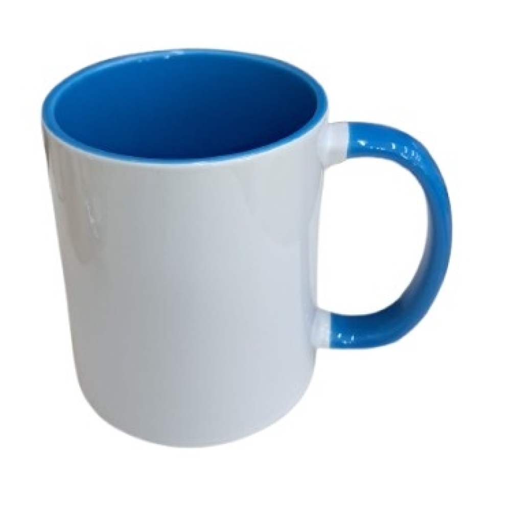 CANECA CERÂMICA BRANCA COM ALÇA AZUL-BCCAN-0002