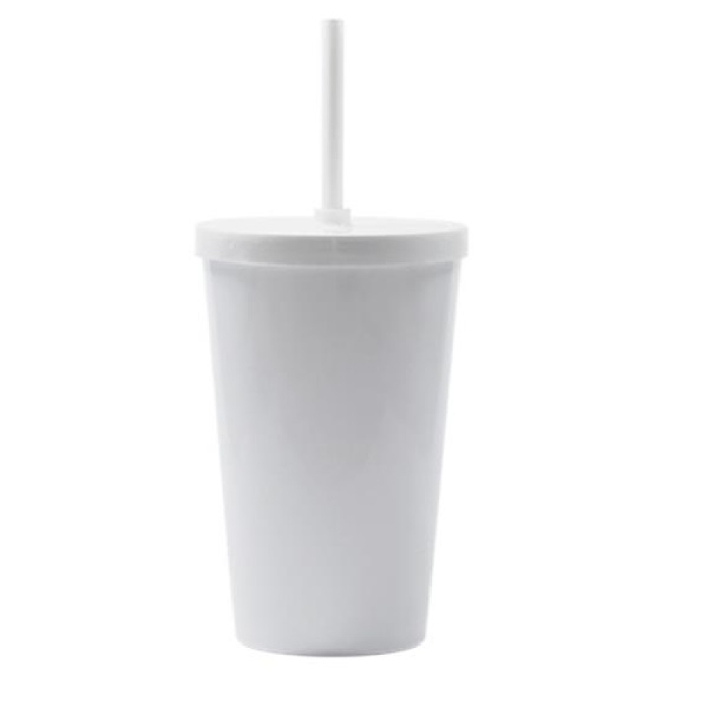 COPO 550 ML COM TAMPA E CANUDO