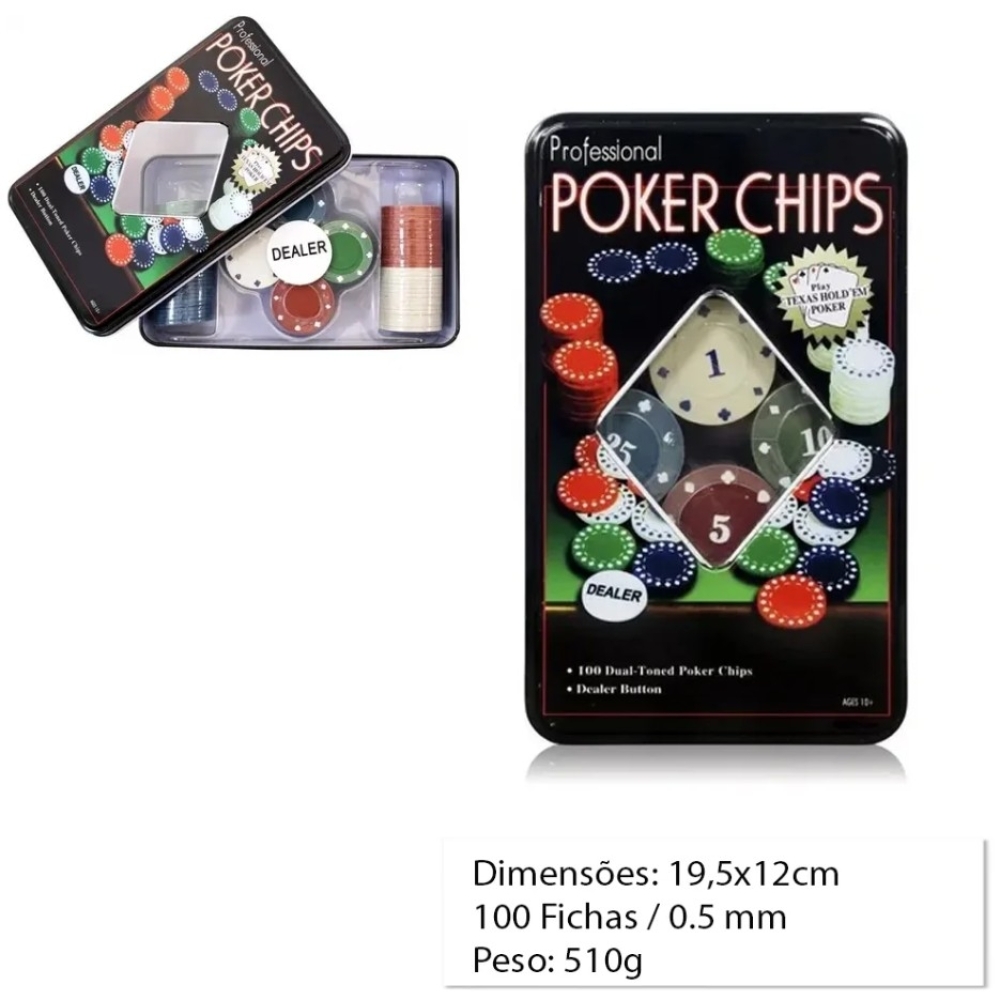 KIT POKER COM 100 FICHAS-KIT POKER COM 100 FICHAS