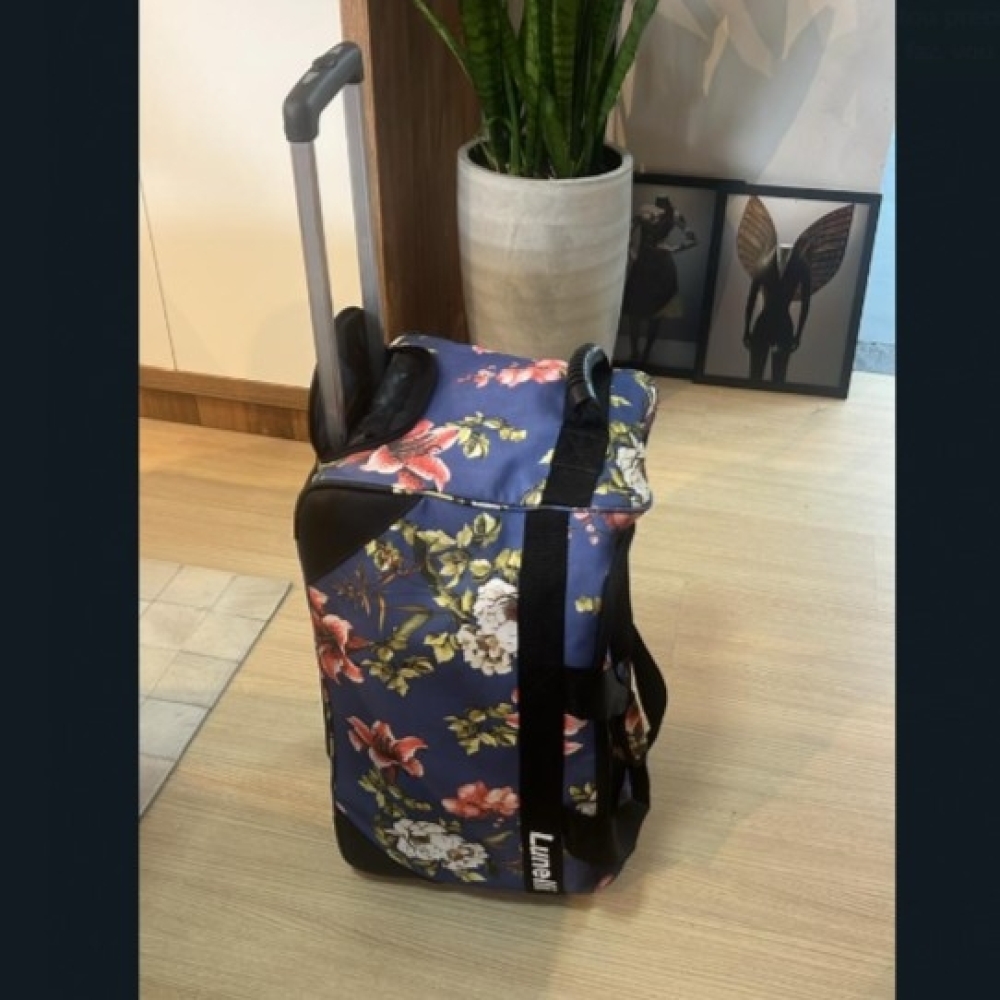 Mala de viagem com carrinho auxiliar em nylon 600-Mala de viagem com carrinho auxiliar em nylon 600