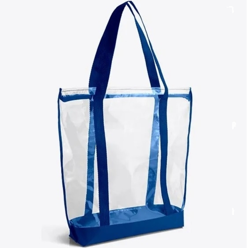 Sacola Transparente Em Pvc / Nylon 600 - Azul-SAC0001