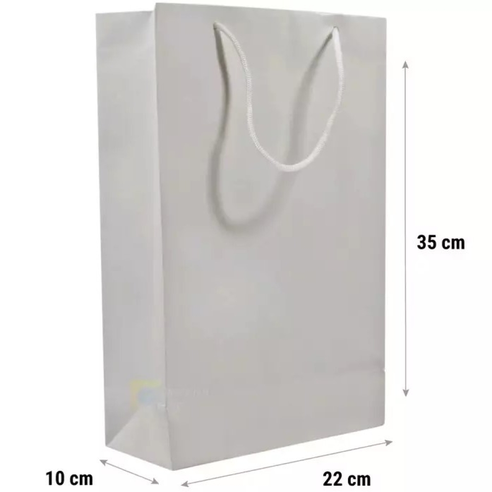 Sacolas de papel branca alça de cordão-BCBP-00035